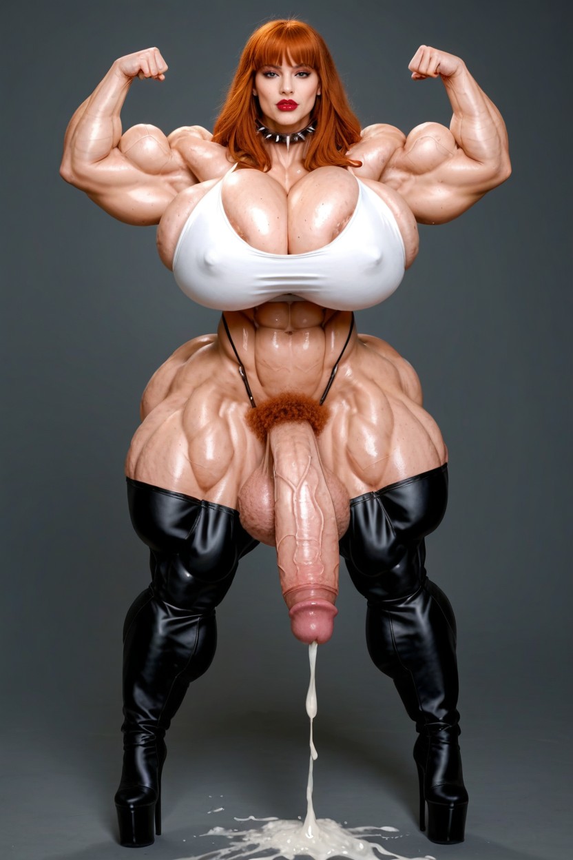 Thick Hips Wider Than Shoulders, Gigantic Massive Futanari Monster Cock, Looking At Viewer Porno IA transsexuelle