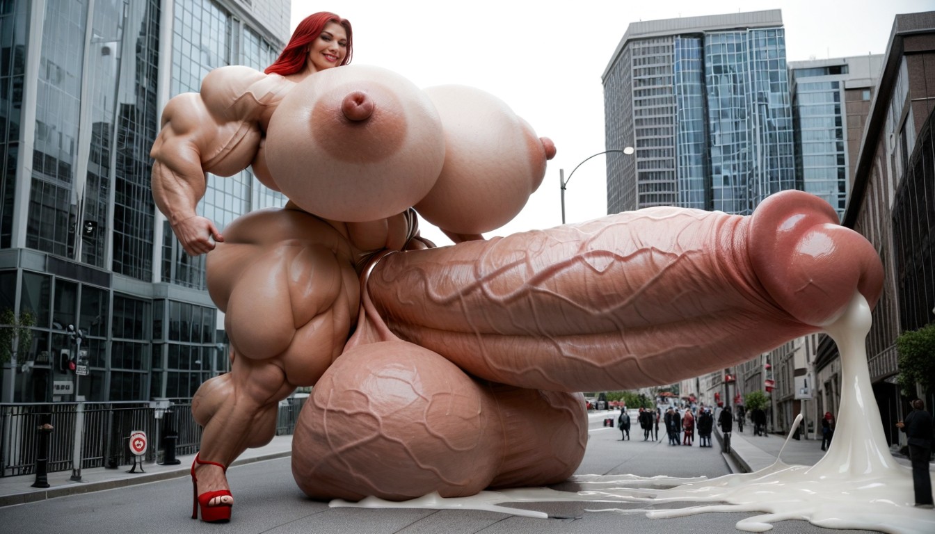 Bodybuilder, Hyper Gigantic Muscles, Hyper Gigantic Veiny Penis Shemale AI Porn