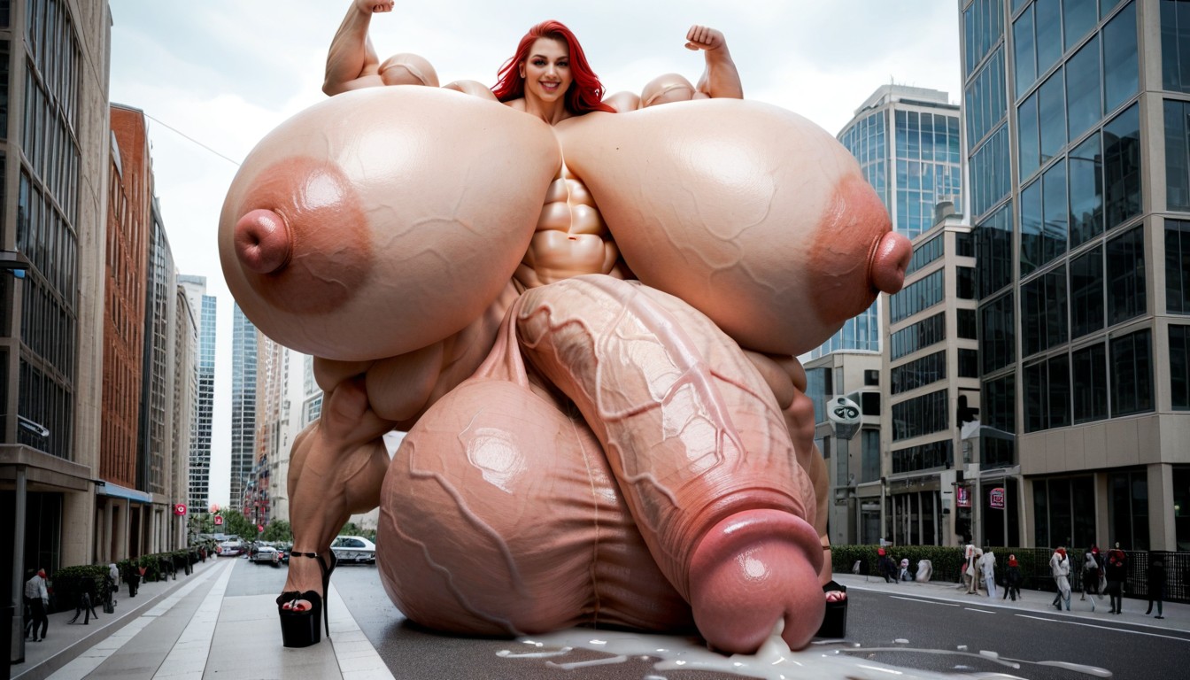 Growing, Hyper Gigantic Veiny Penis, City Shemale AI Porn