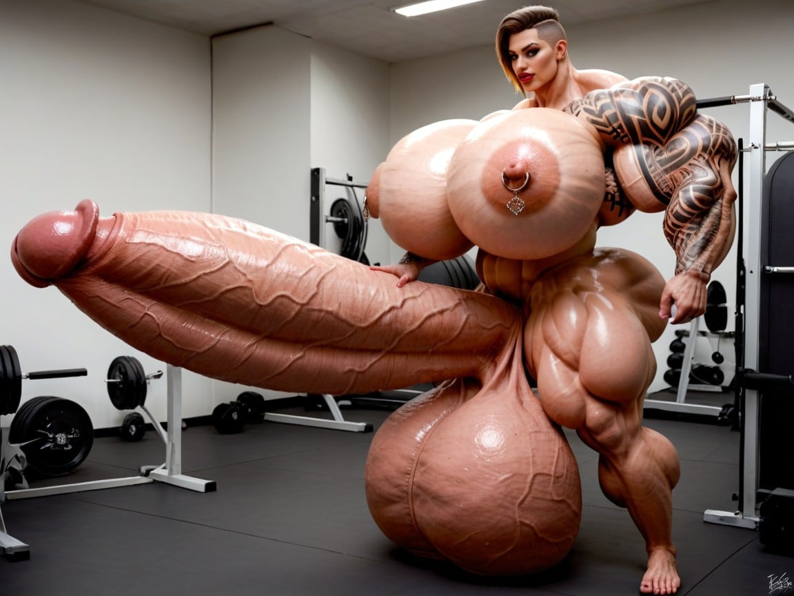 Hdr, Hyper Monster Oversized Gigantic Massive Biceps, Balls Are Big Enough To Touch The Floor Porno shemale IA