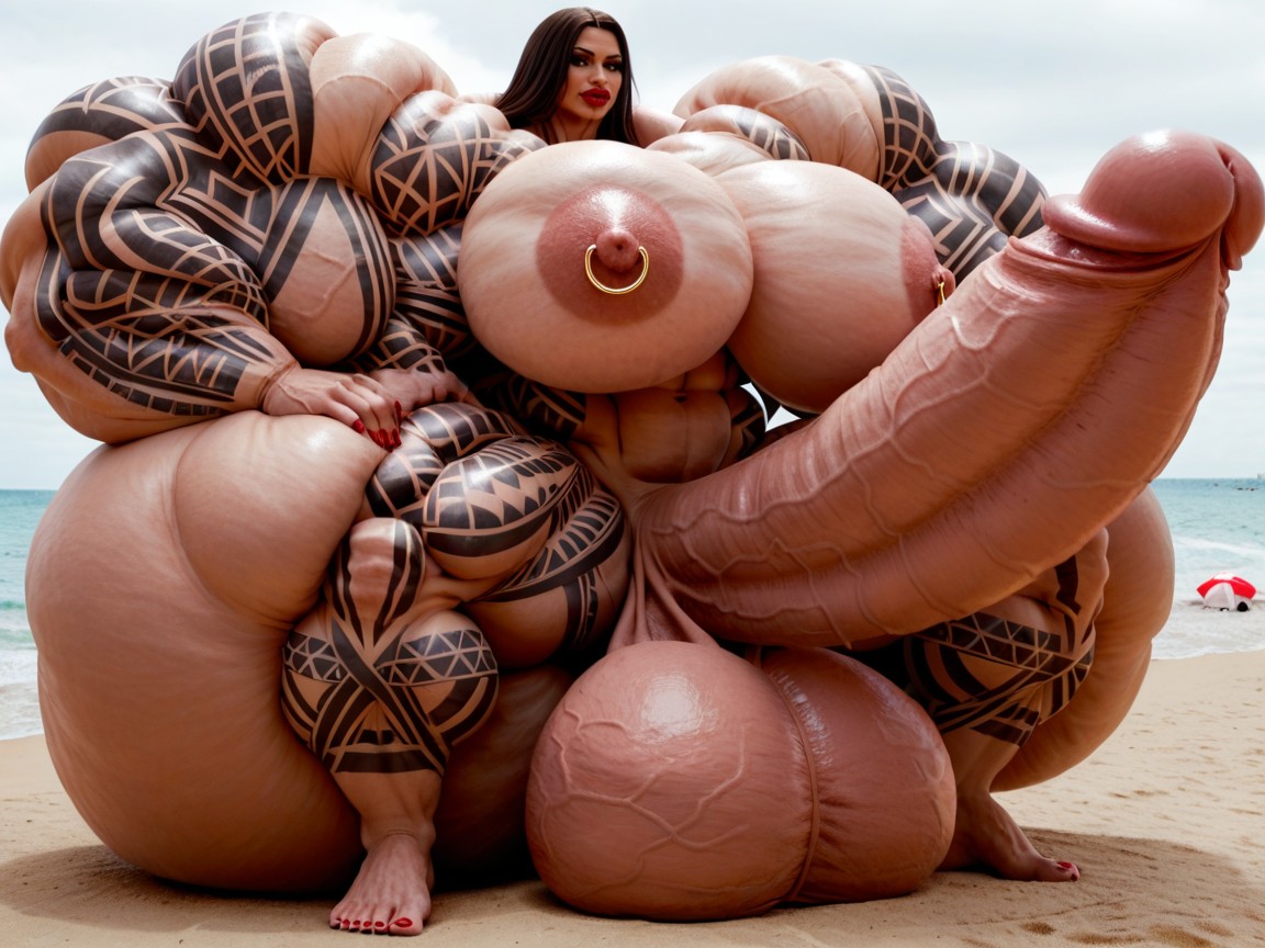Hyper Long Penis, Gorgeous Eyes, Hyper Balls Growth Shemale AI Porn