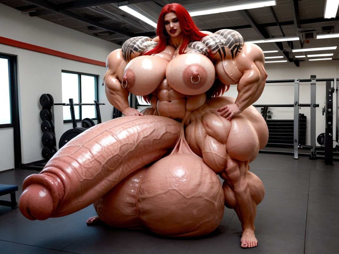 Giant Bulging Penis, Hyper Gigantic Muscle Hips, Full Body View Porno shemale IA