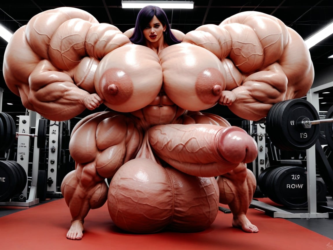 Hyper Monster Extremely Oversized Gigantic Massive Muscle, Giant Bulging Penis, Solo Travesti IA Pornô