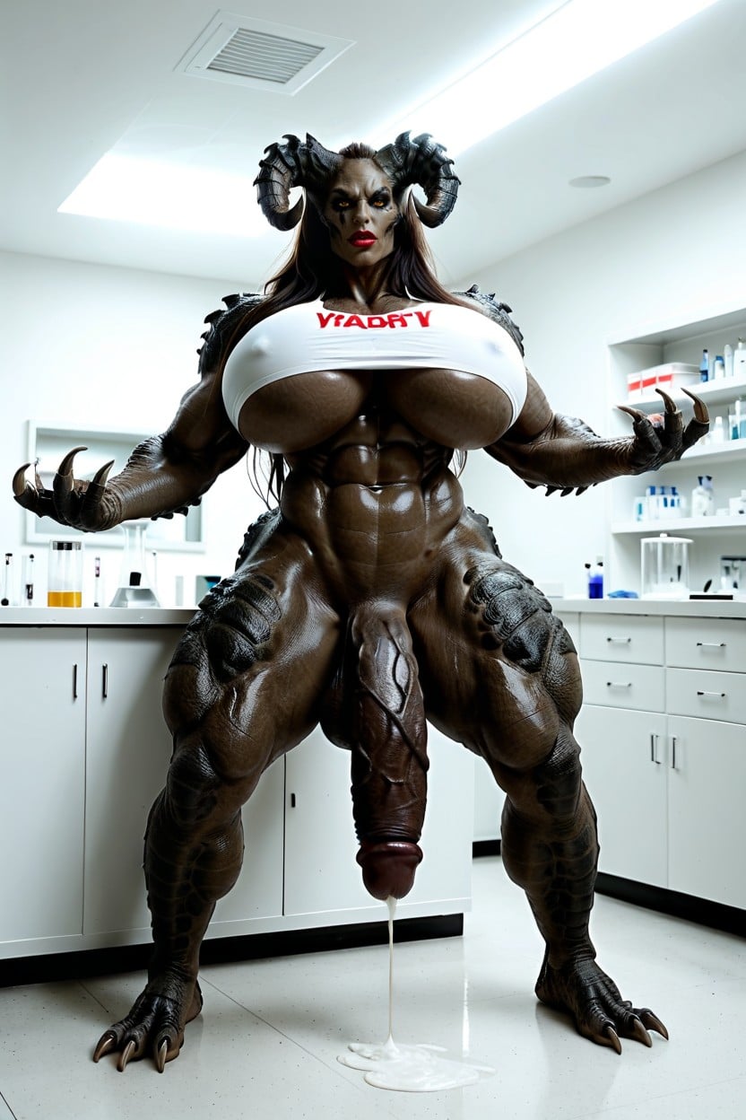 Abs, Raw Photo, Standing Transfrau KI-Porno