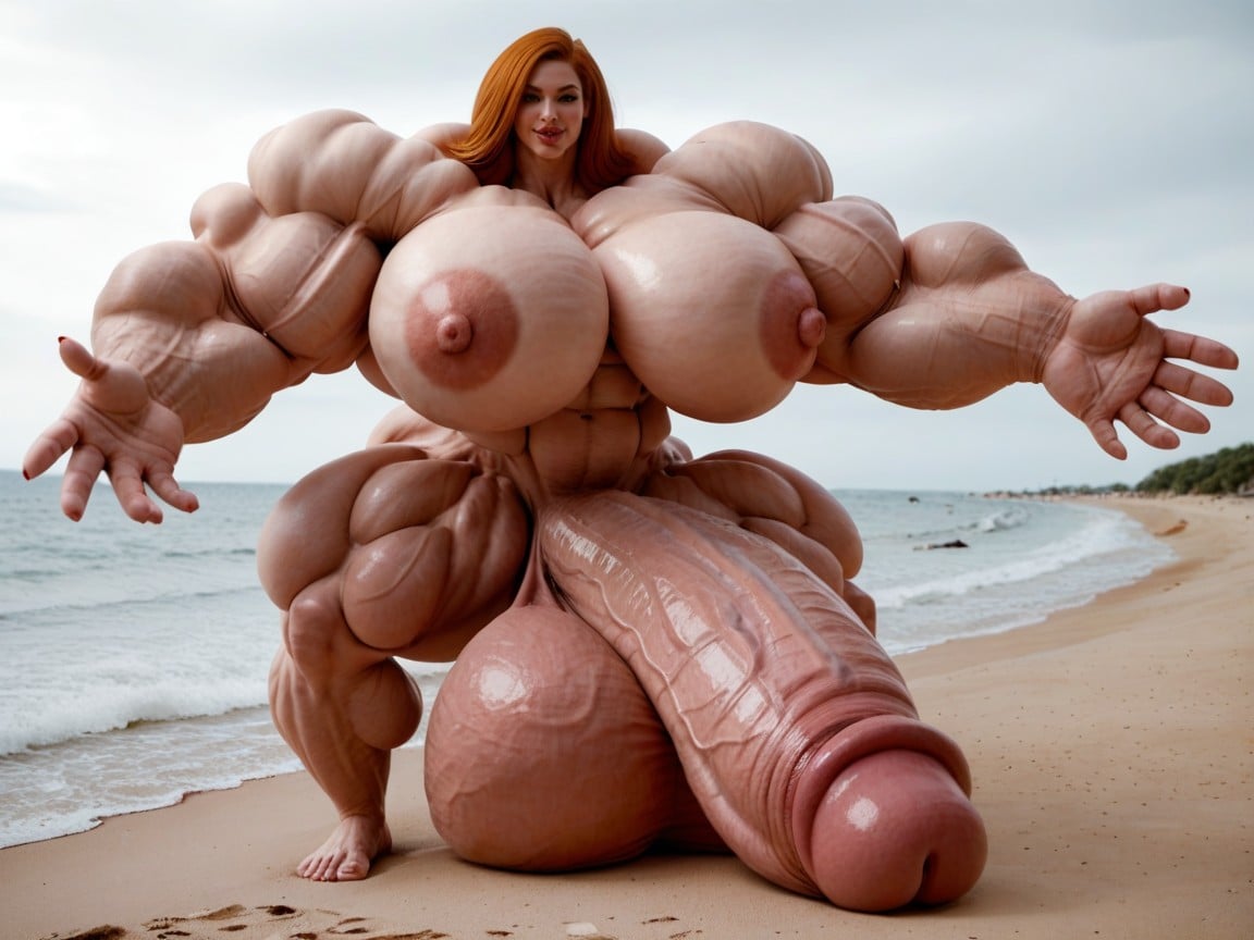 Hyper Oversized Gigantic Penis, Gorgeous Face, Full Body View Porno IA transsexuelle