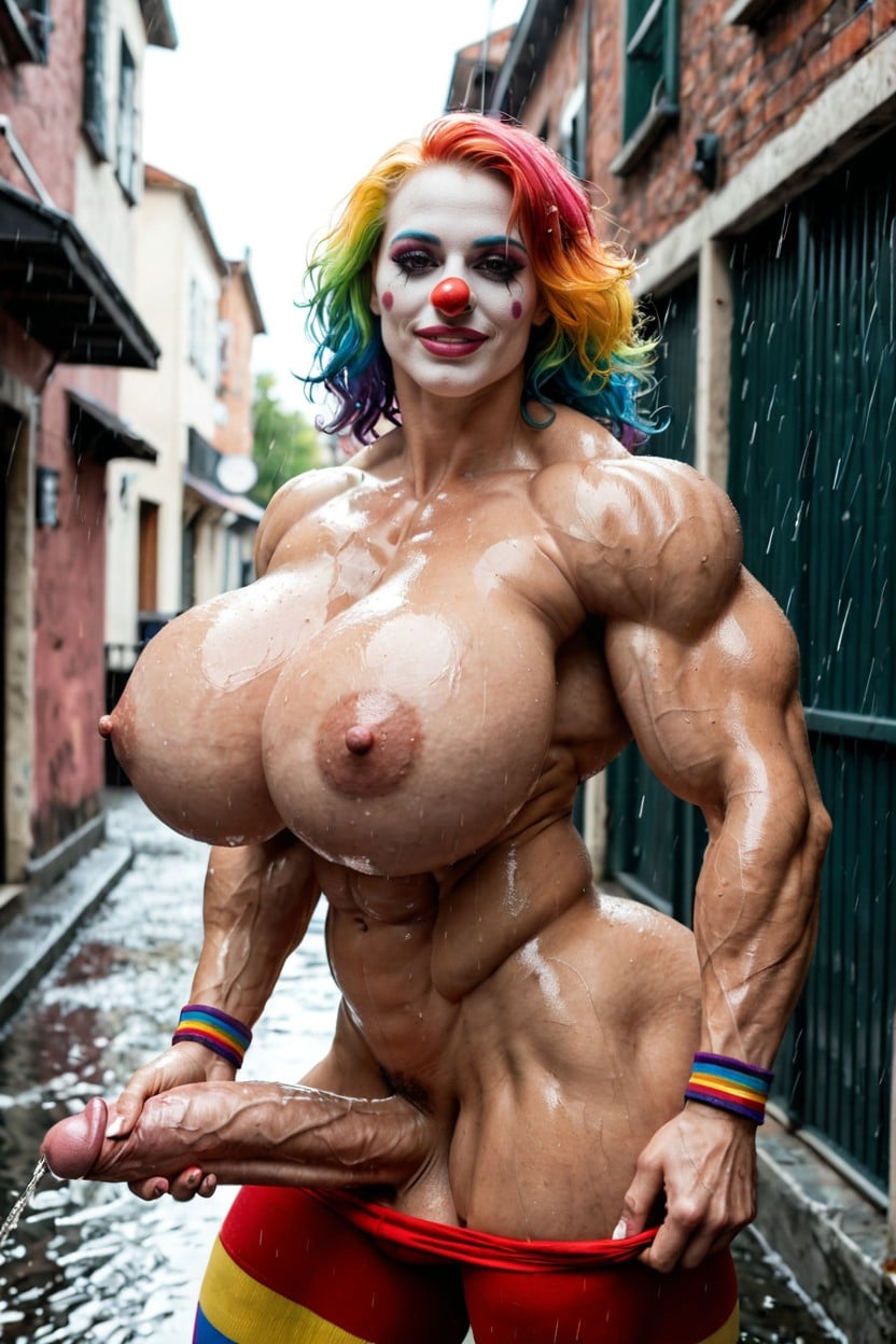 Clown Nose, Hyper Muscular Body, 18+ Porno IA transsexuelle