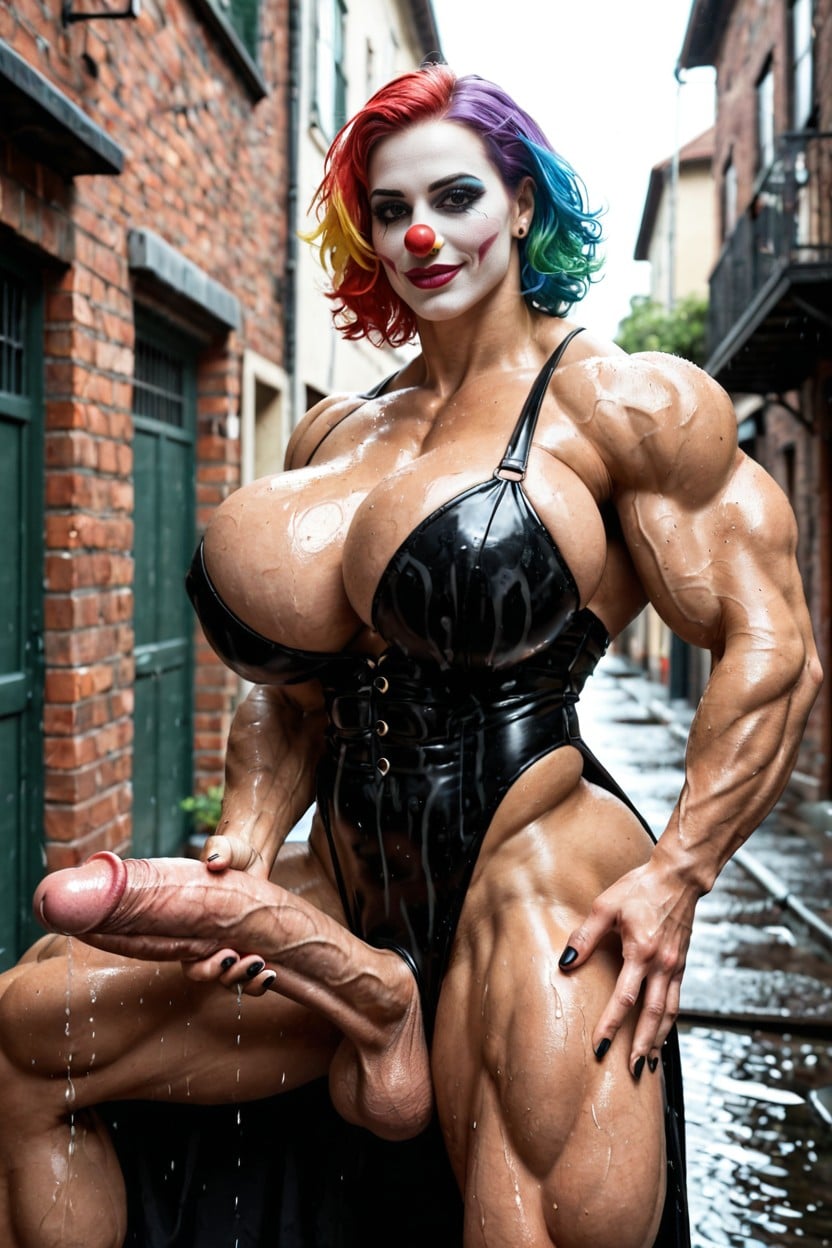 Gigantic Trapezius, Hyper Large Muscles, Gigantic Scalene Travesti IA Pornô