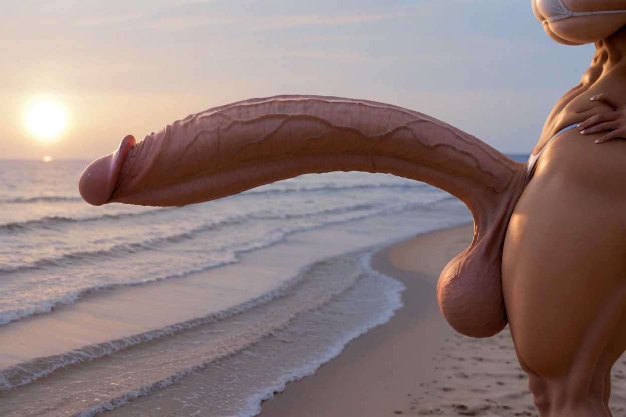 Beach, Extreme Detailed, Sunset Porno IA transsexuelle