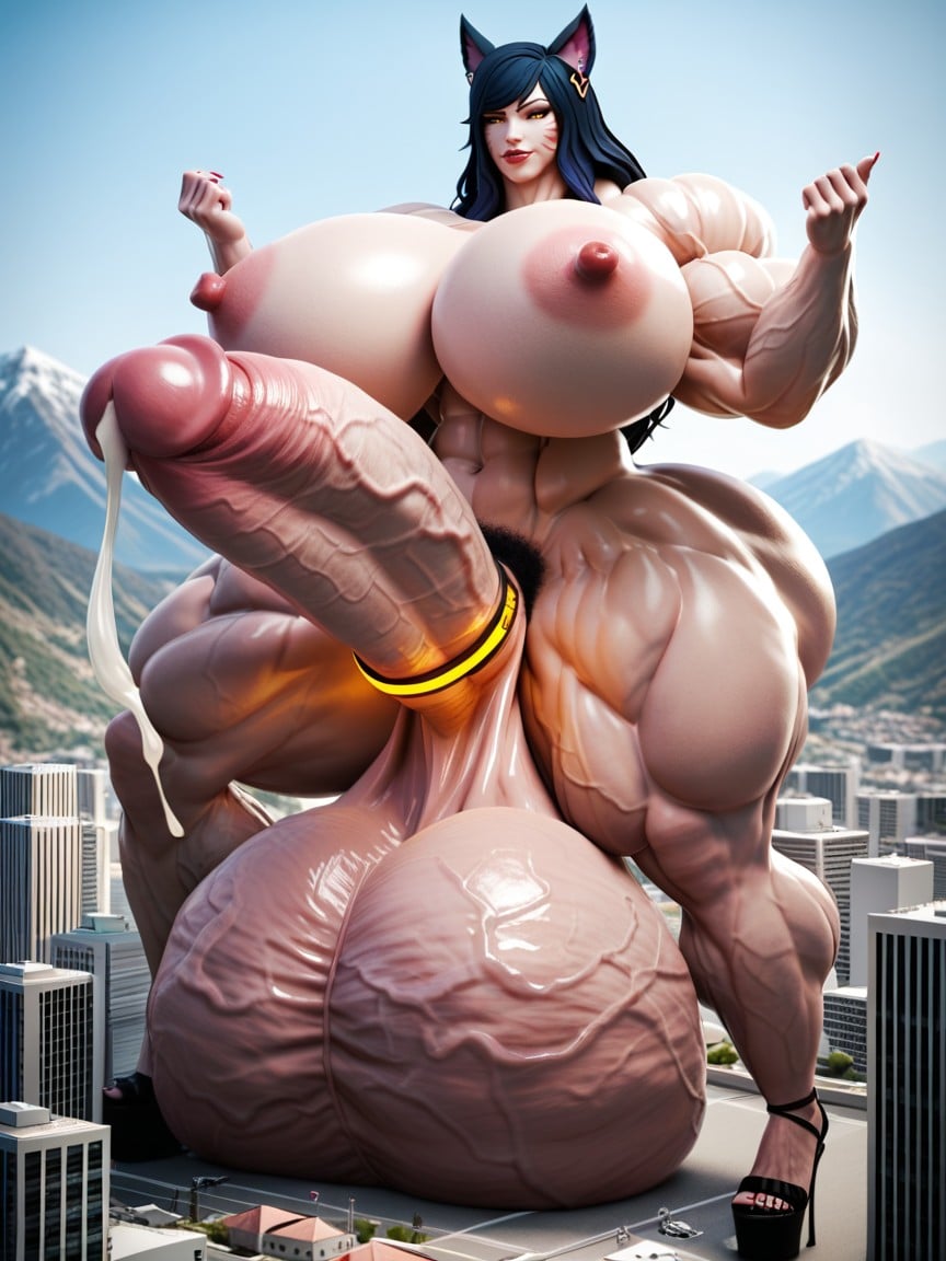 Waist, Hyper Muscle, Hyper Cock Futa Travesti IA Pornô