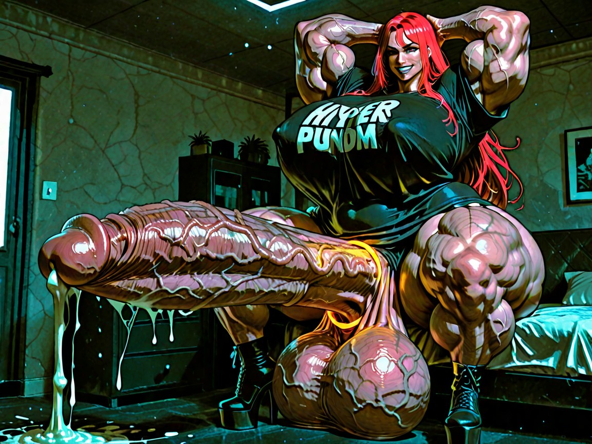 Extremely Thick Penis, Hyper Muscle, Impossibly Gigantic Girthy Penis Transfrau KI-Porno
