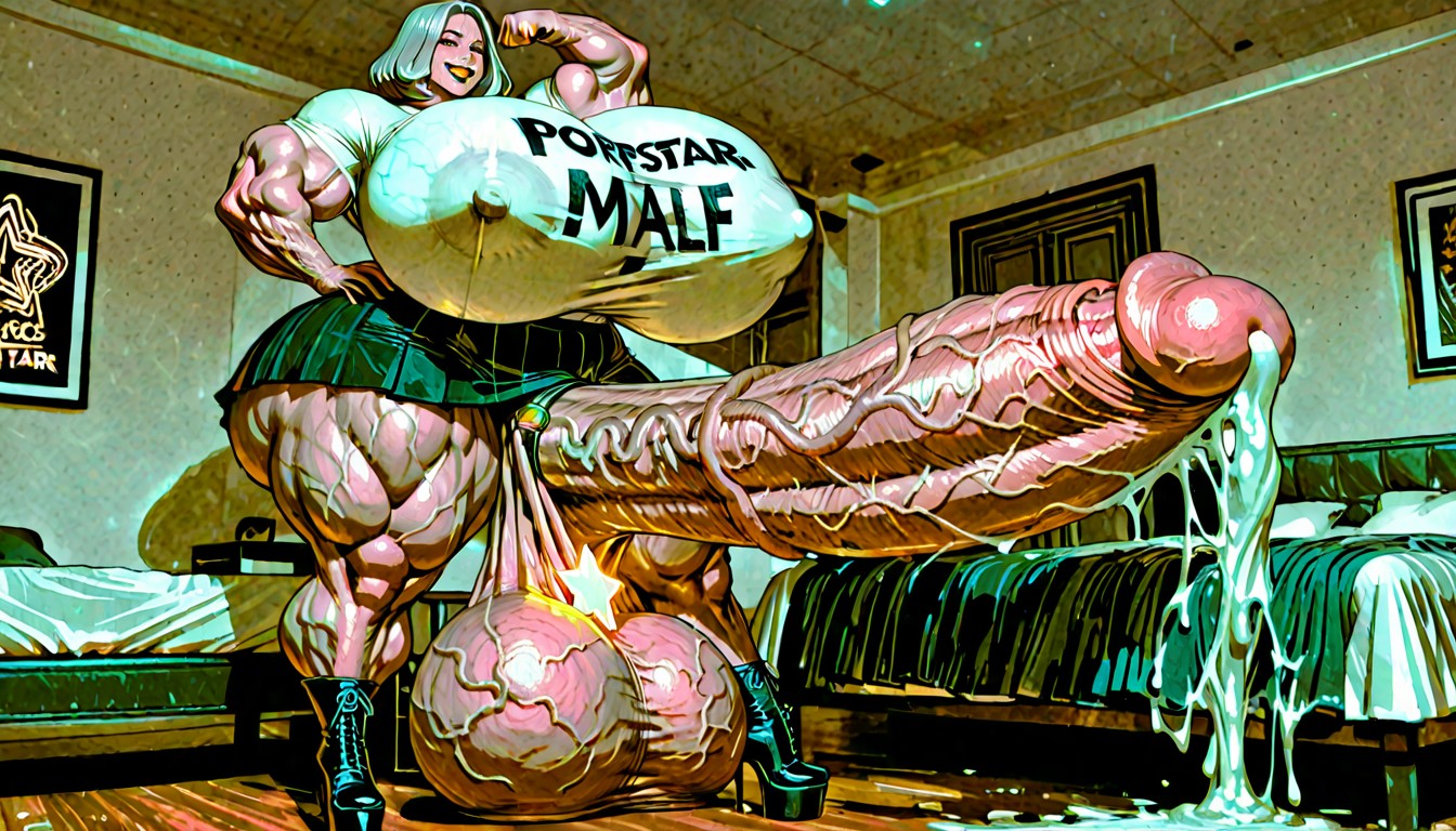 Thick Thighs, Tall, Hyper Muscle Travesti IA Pornô