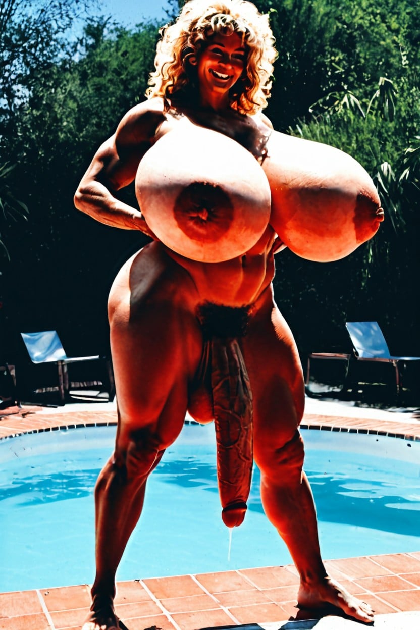 Grand Angle, Pénis Hyper Long Et Impossible, Poils Pubiens Porno IA transsexuelle