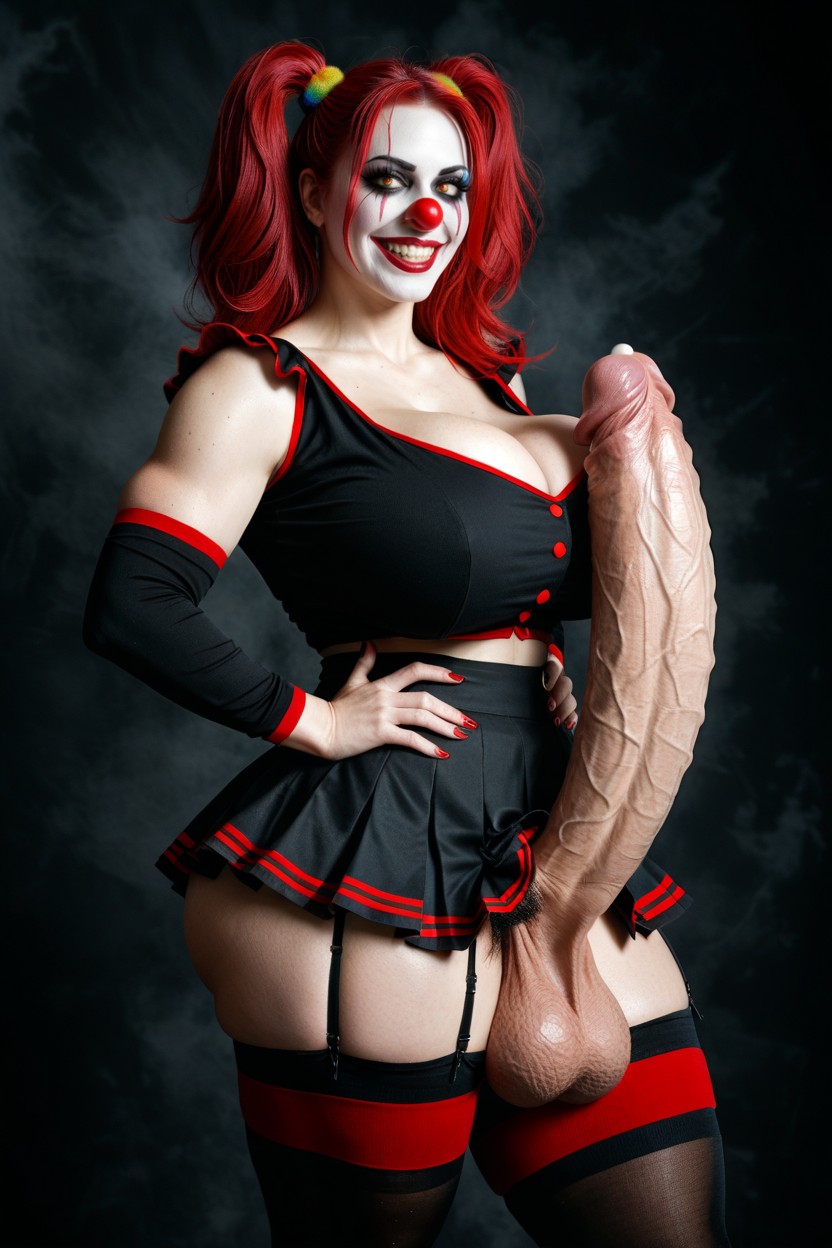 Red Clown Nose, Clown Makeup, Leaking Cum 人妖AI黃片