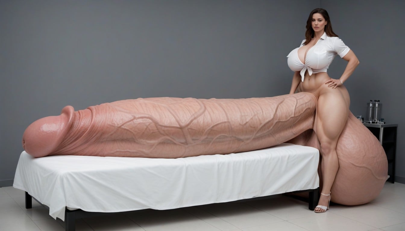 Looking At Penis, Impossibly Long Hyper Penis, Hyper Gigantic Balls Shemale AI Porn