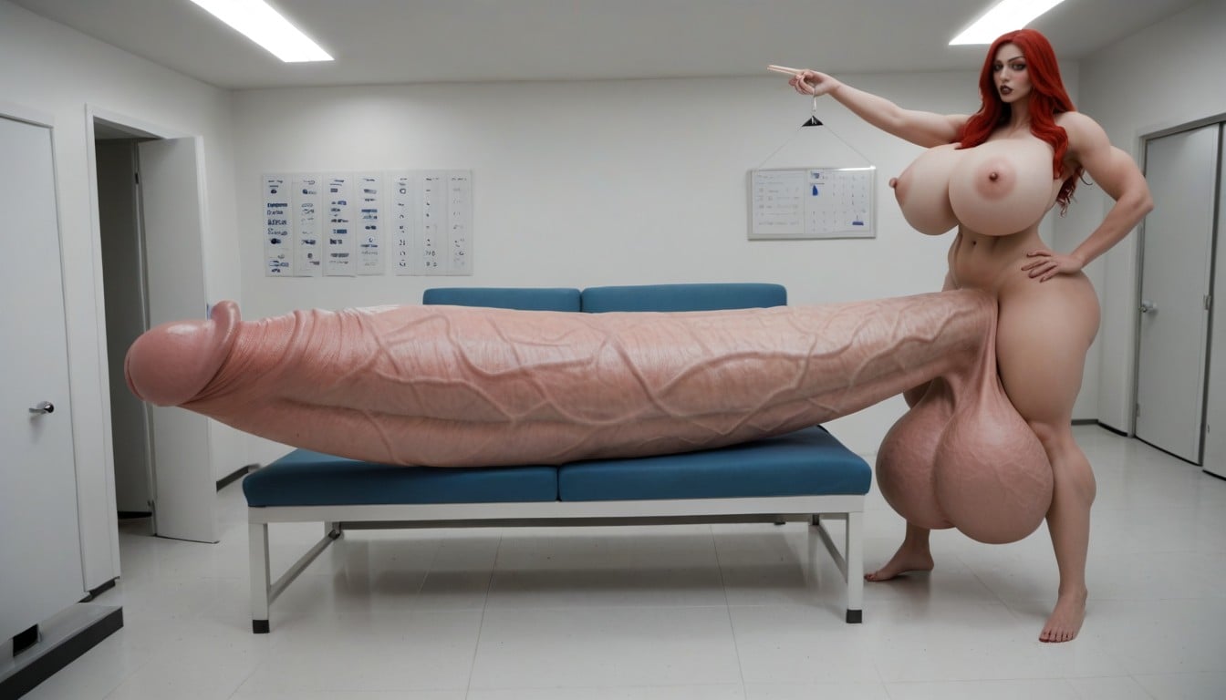 Impossibly Gigantic Girthy Penis, Shocked, Nude Hyper Futanari With Hyper Gigantic Penis Shemale AI Porn
