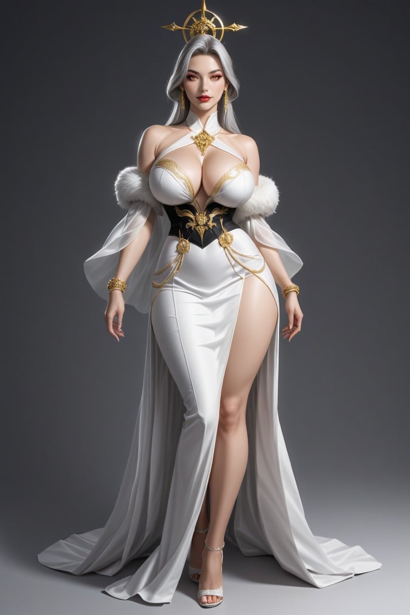 And Crimson Silk, Symbolizing The Eternal Harmony Of Yin And Yang Golden Phoenixes And Silver Dragons Are Embroidered Across The Sleeves, Shapely Breasts A Транссексуалы AI порно