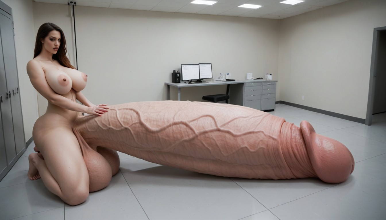 Sitting Down, Penis Fills Out Entire Room, Testicles Are Just Too Gigantic Shemale AI Porn