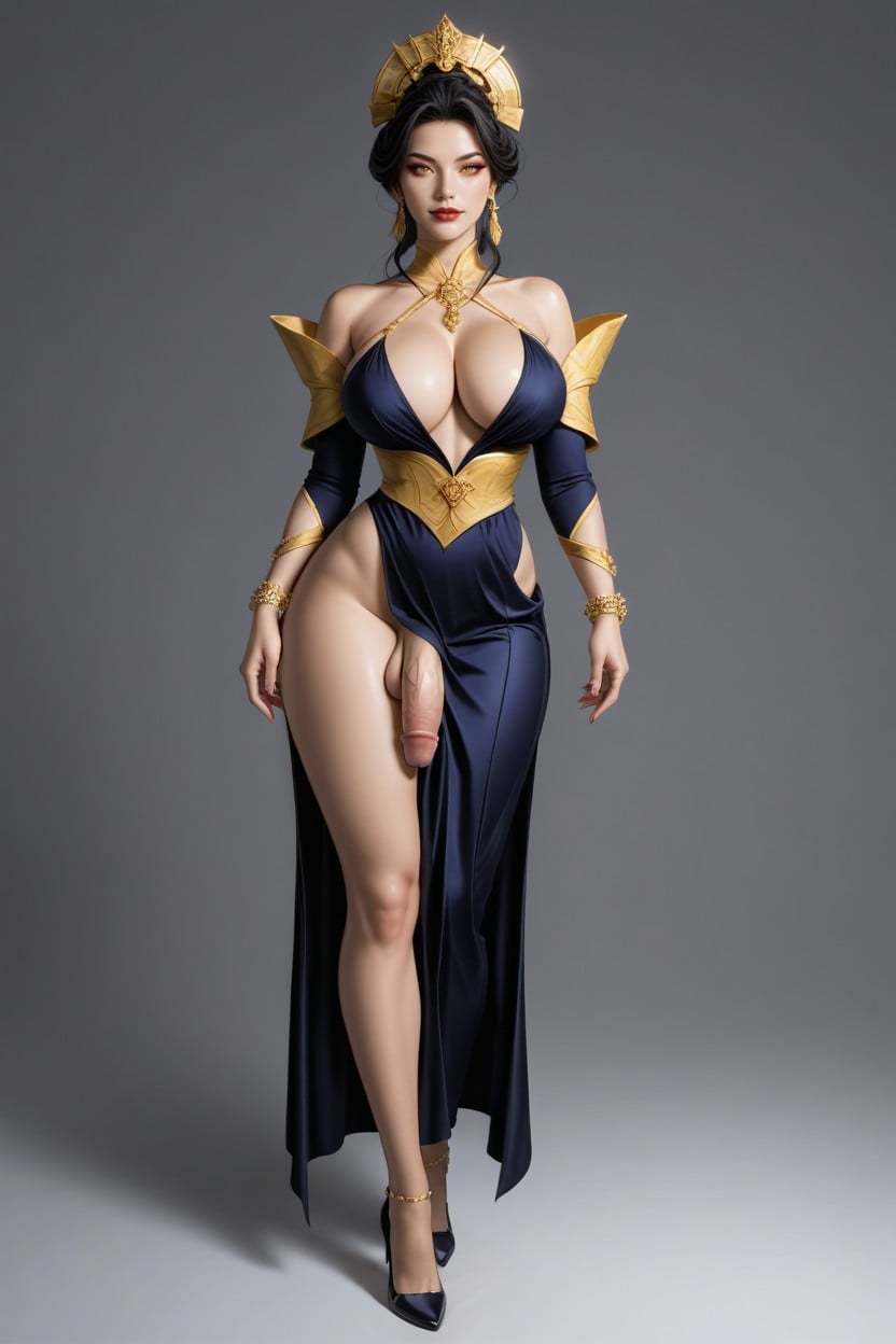 Vue De Face, Full Body From Head To Toes And Wear Something That Shows Her Penis, Le Cul Plus Grand Que Le Torse Porno IA transsexuelle
