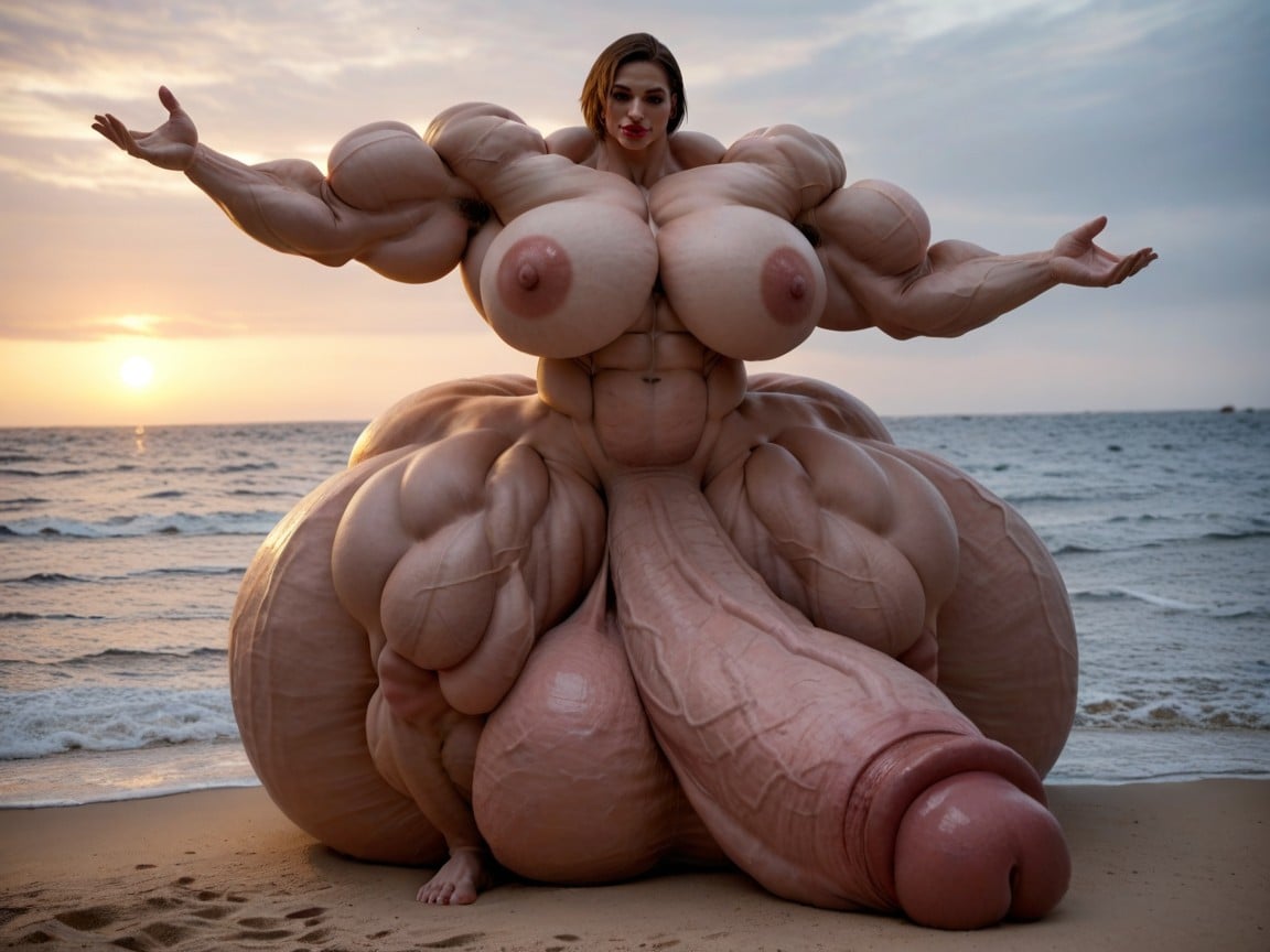 Hyper Monster Oversized Gigantic Massive Tickets Muscle, Nude Hyper Futanari With Hyper Gigantic Penis, Hyper Balls Growth ニューハーフAIポルノ