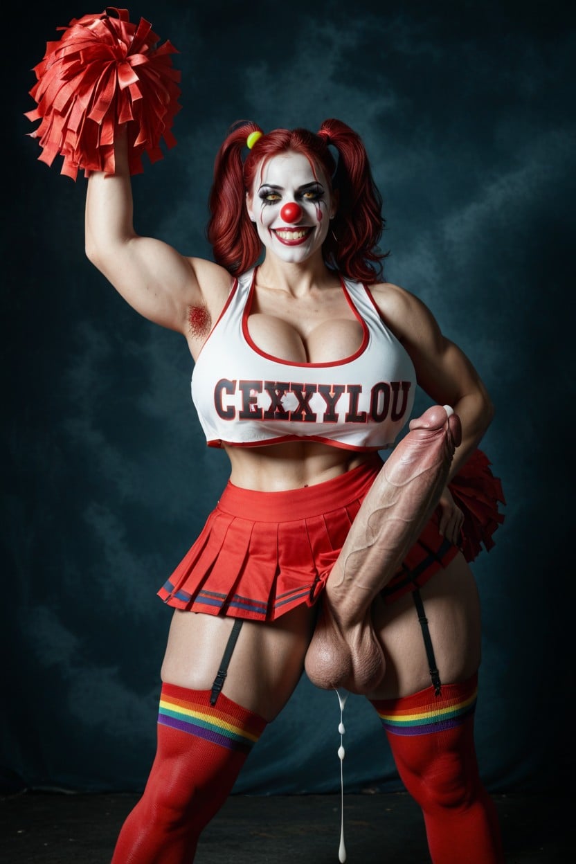 Evil Grin, Scary Sexy, Gigantic Balls Shemale AI Porn