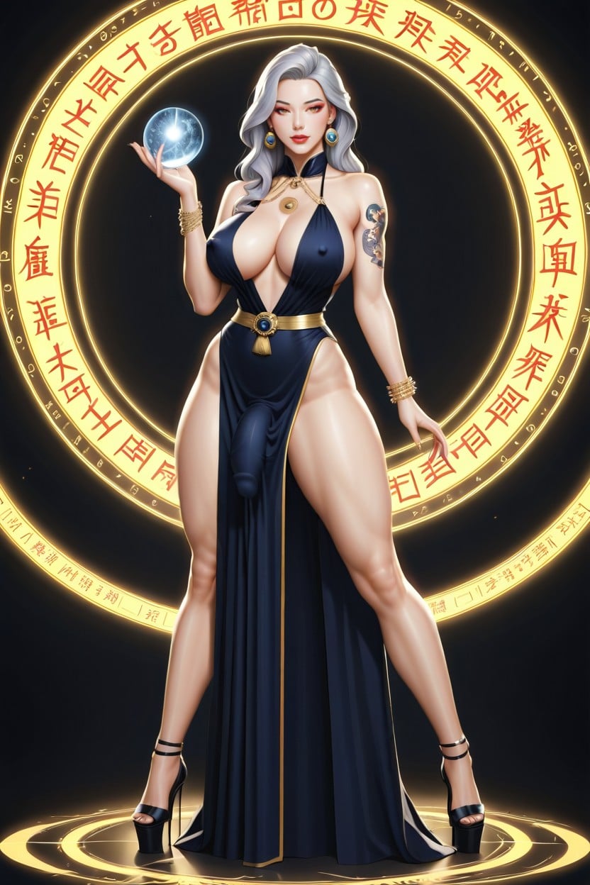 Corps Entier, Chinois, And Gold Adorned With Subtle Sun Porno IA transsexuelle