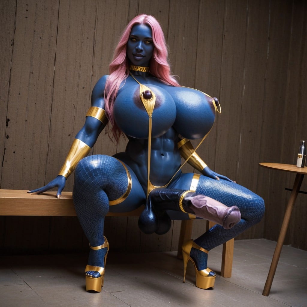 거대한 완벽한 가슴, Slut Make Up, Hands Stroking Massive Horsecock 쉬메일 AI 포르노