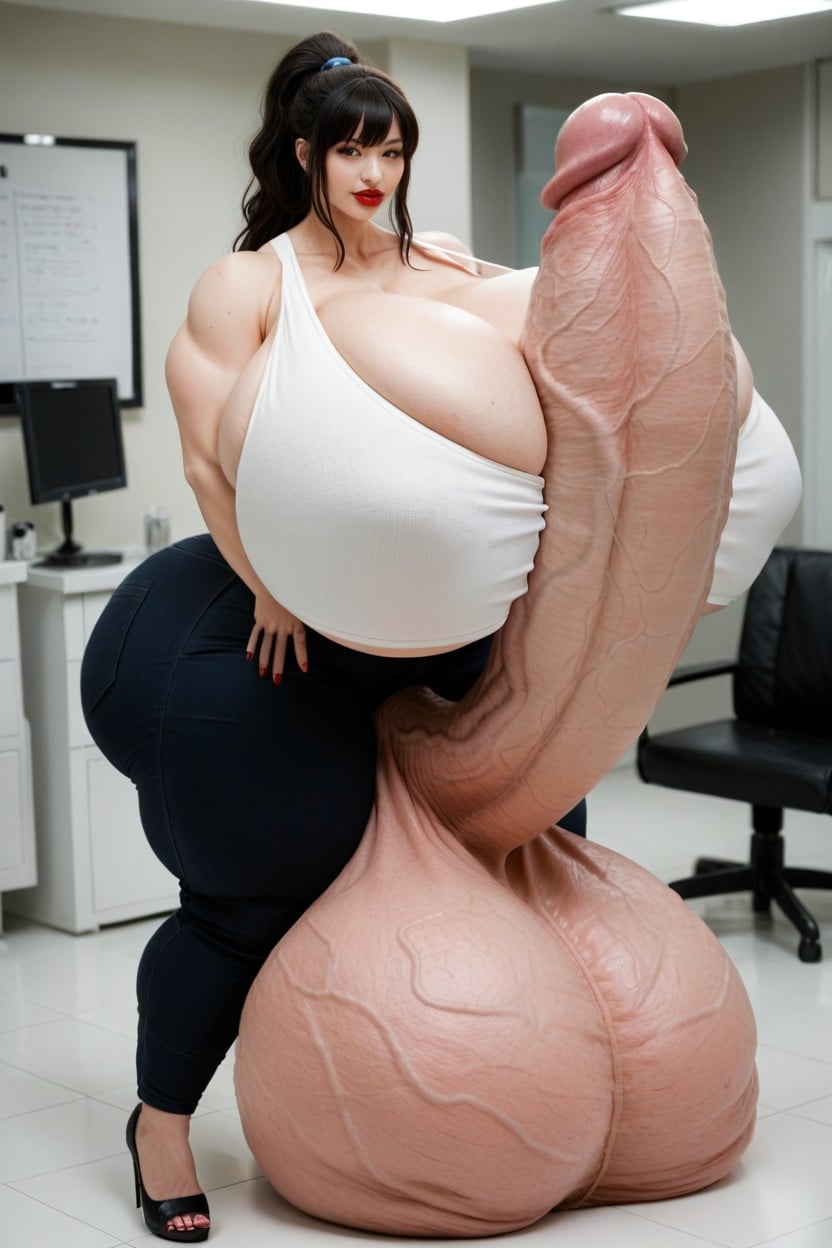 Erection Above Her Own Head, Hyper Gigantic Veiny Penis, Hyper Gigantic Veiny Penis Shemale AI Porn