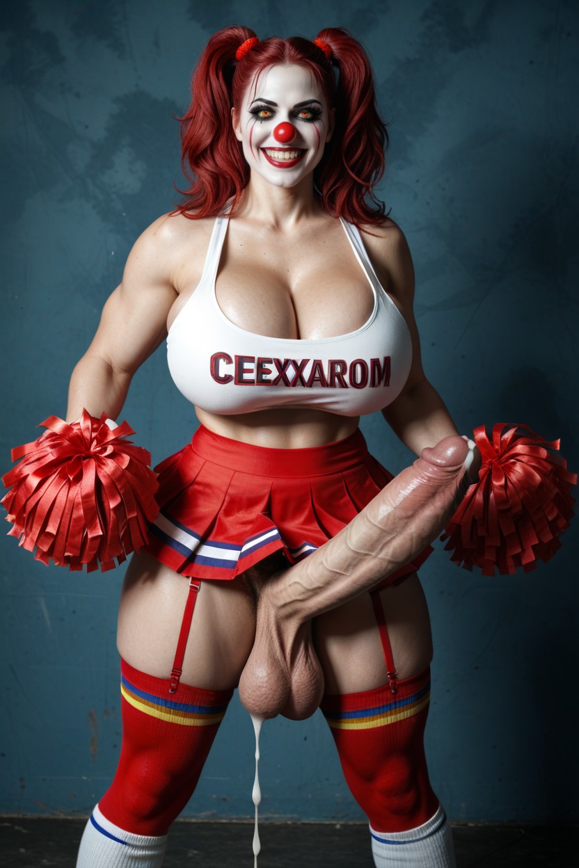 Gorgeous Twintails Hair, Clown Makeup, Realism Shemale AI Porn