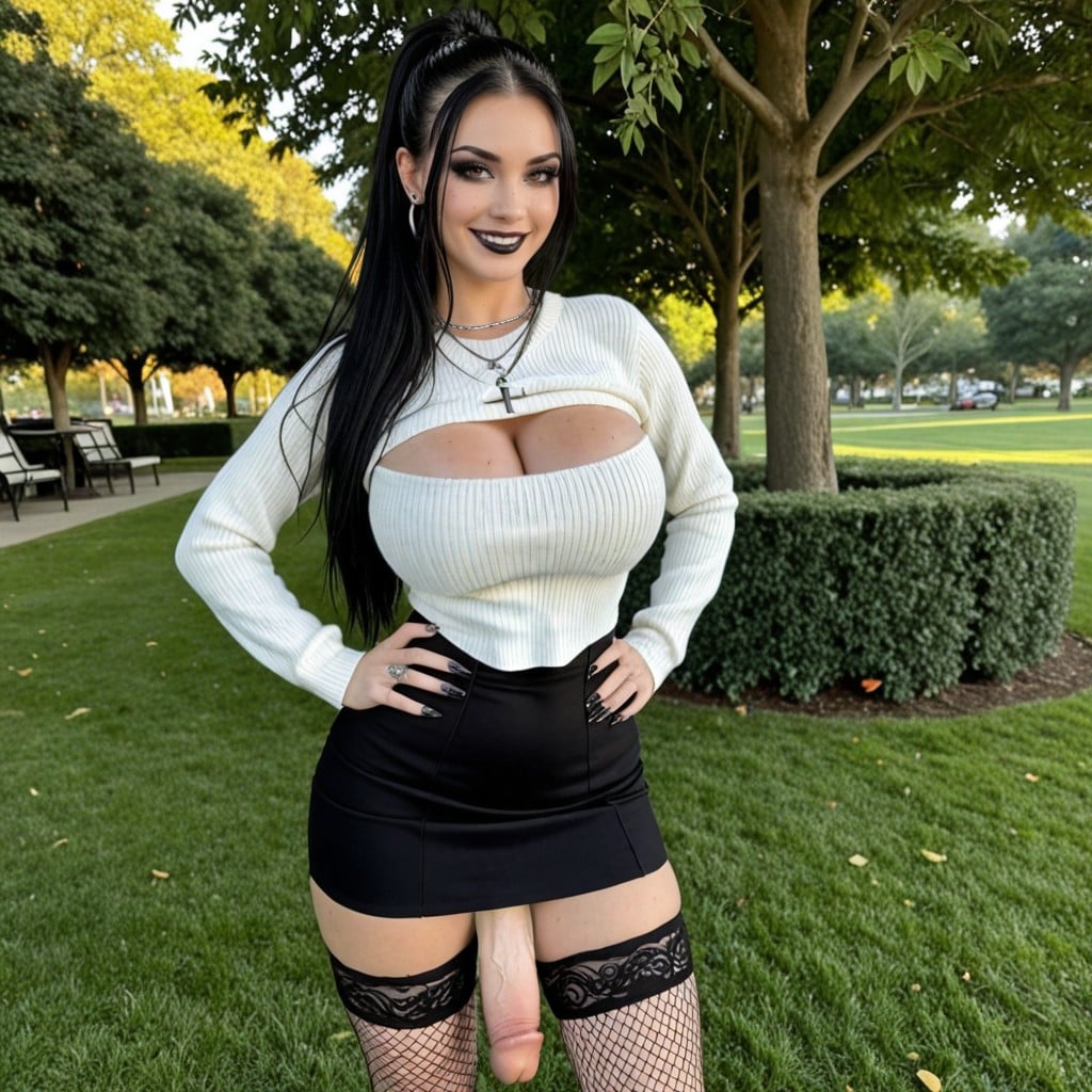 Woman Smiling Happy, Transgender, White Sweater Shemale AI Porn