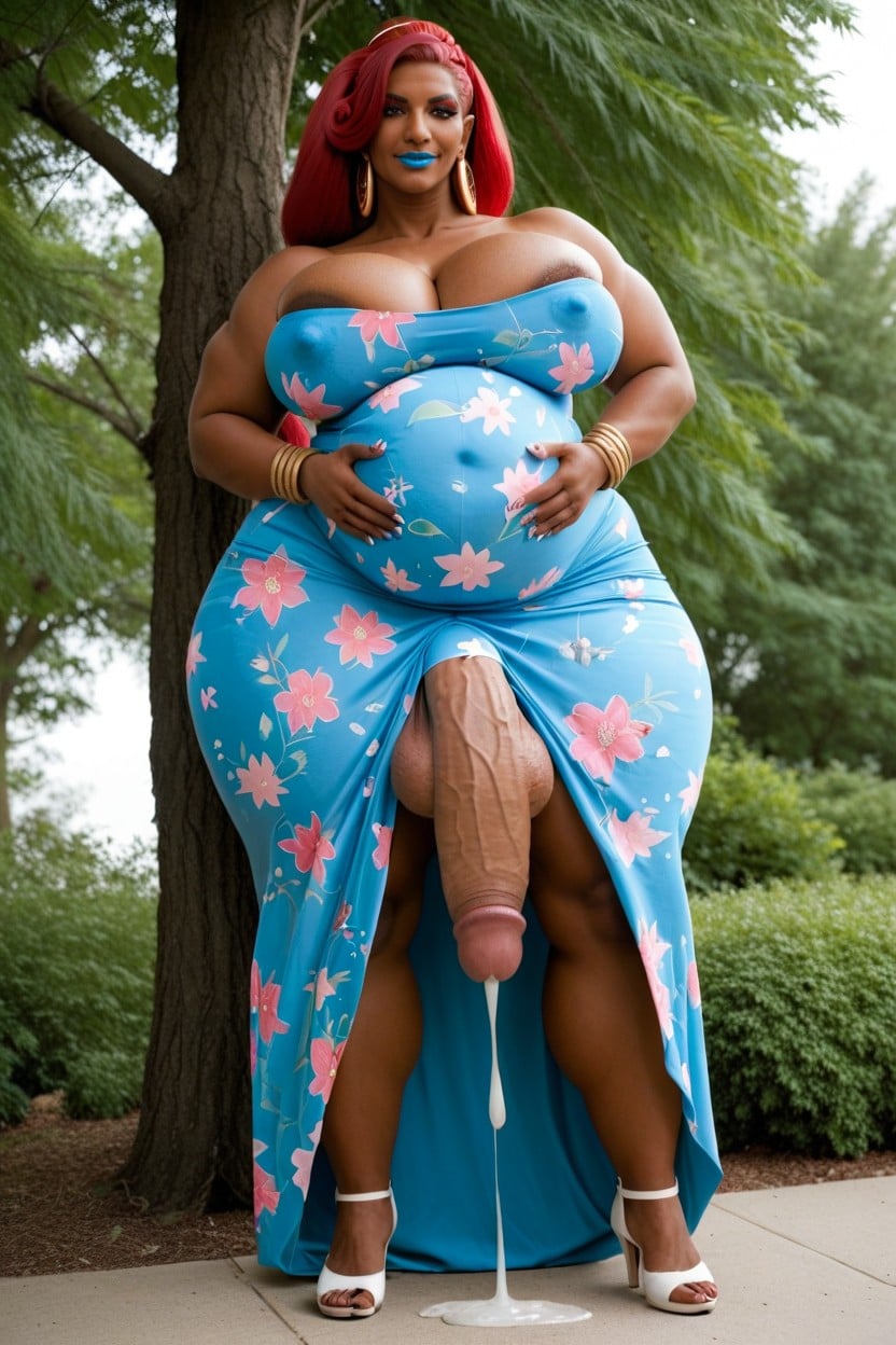 Orange Coloured Summer Dress, Fancy Dress, Summertime Shemale AI Porn