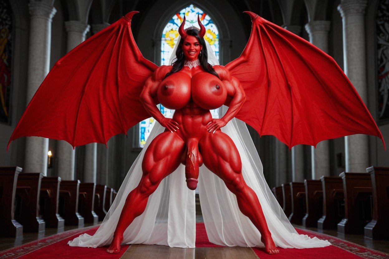 Back Big Wings, Red Cock, Gigantic Abdominal Obliques Shemale AI Porn