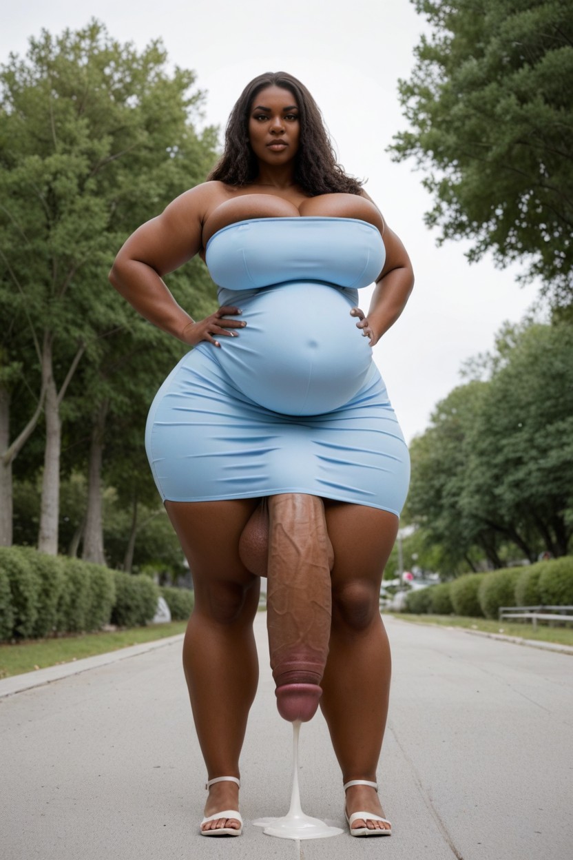 Tree Trunk Thighs, Hyper Impossible Nippels, Hyper Curvy Ssbbw Body Shemale AI Porn