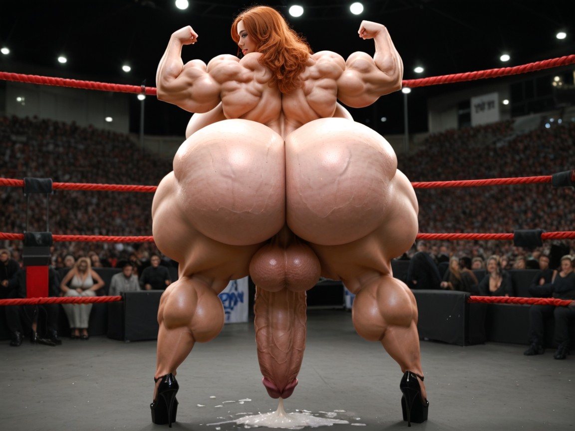 Evil Grin, Side View, Gigantic Massive Futanari Monster Cock Shemale AI Porn