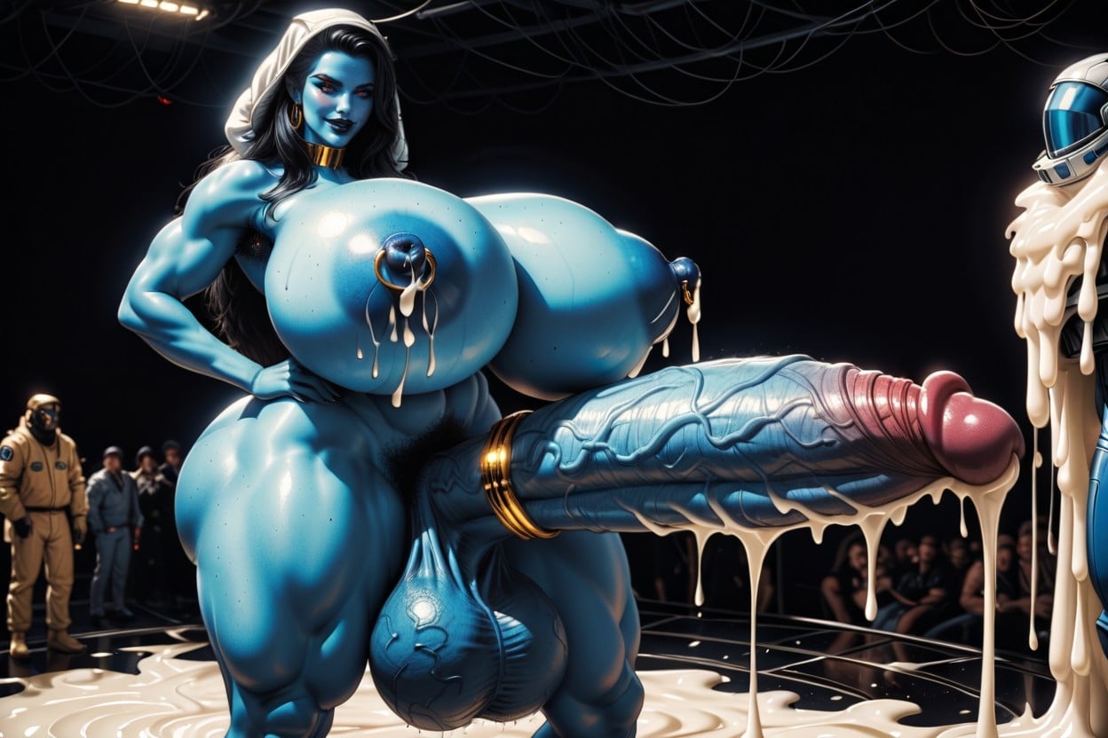 Piercing Du Mamelon, Perfect Blue-skinned Beautiful Elf, Hyper Testicles Porno IA transsexuelle