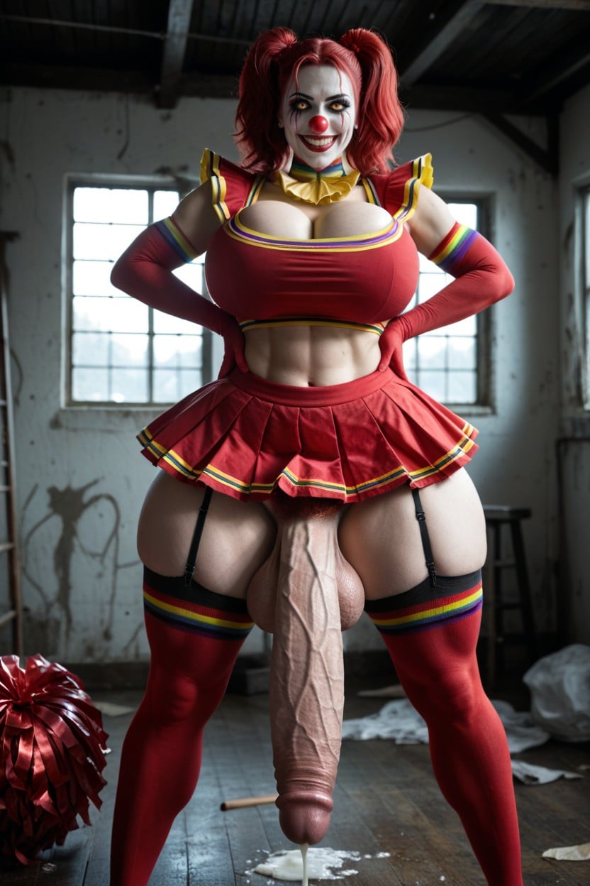Impossibly Long Hyper Penis, Evil Grin, Massive Breast Shemale AI Porn