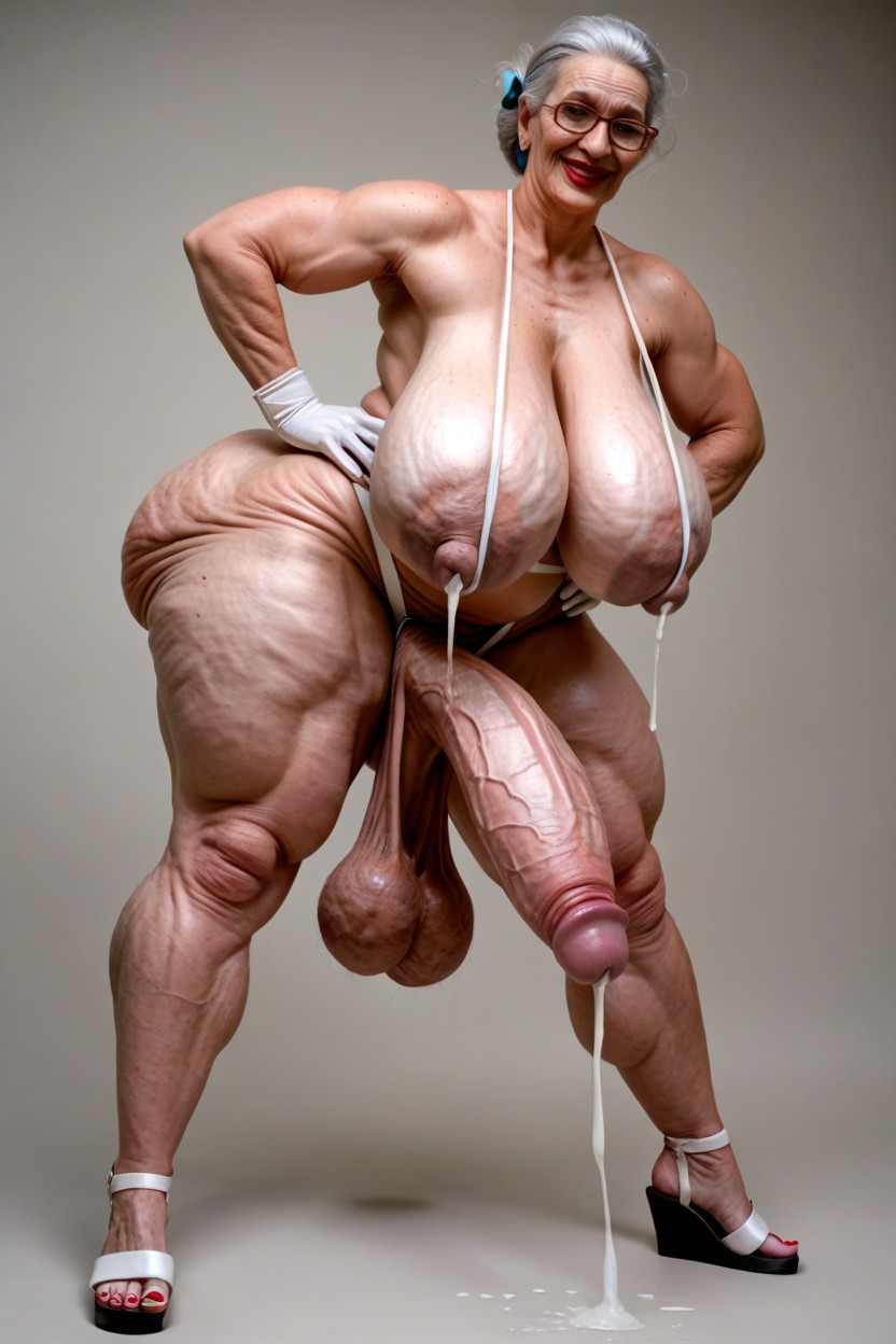 Saggy Breasts, Ultra Detailed, Swollen Pink Cock 人妖AI黃片