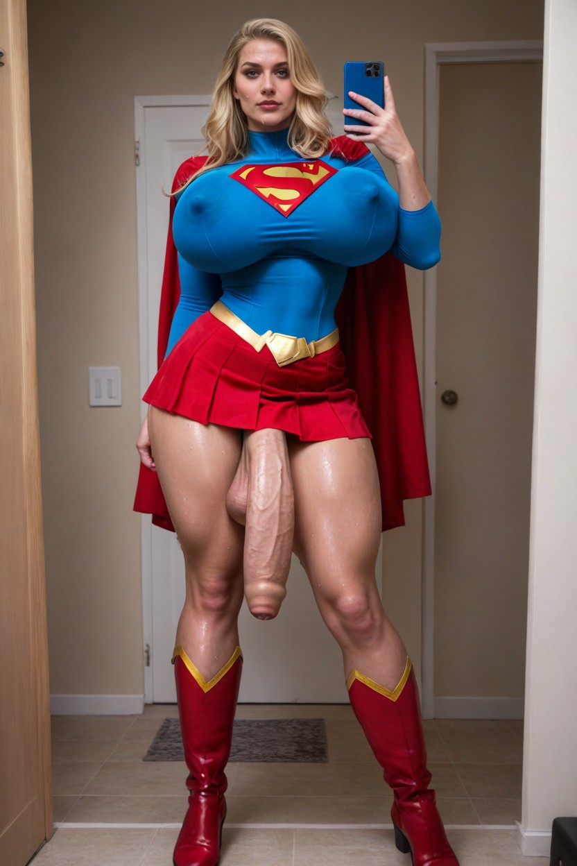 High Details, Horny, Red Boots Shemale AI Porn