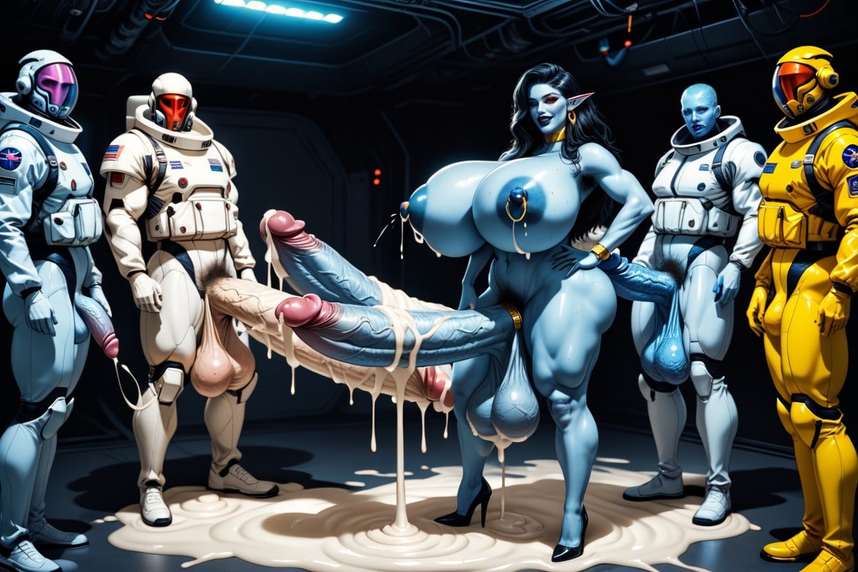Cock Ring, Penis Bigger Than Body, Puddle Of Excessive Cum Shemale AI Porn