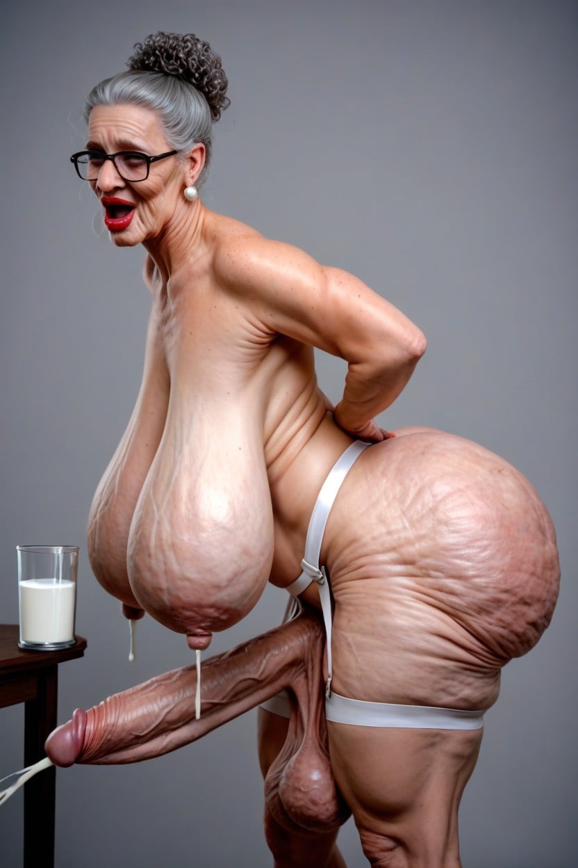 Hyper Loose Sagging Breasts, Cellulite Legs, Wrinkled Skin Shemale AI Porn