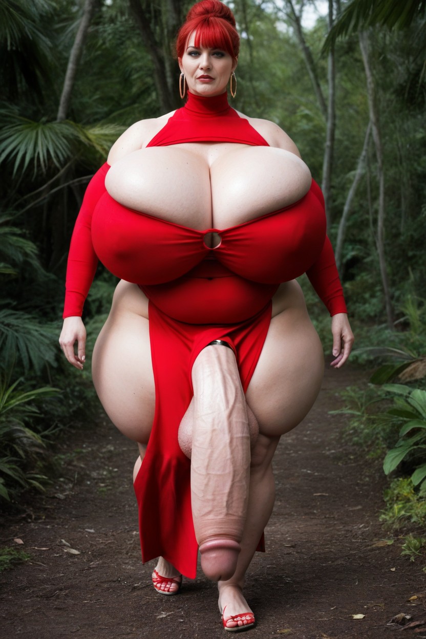 Gold Hoop Earrings, Extremely Large Ass, Bellybutton Piercing Shemale AI Porn