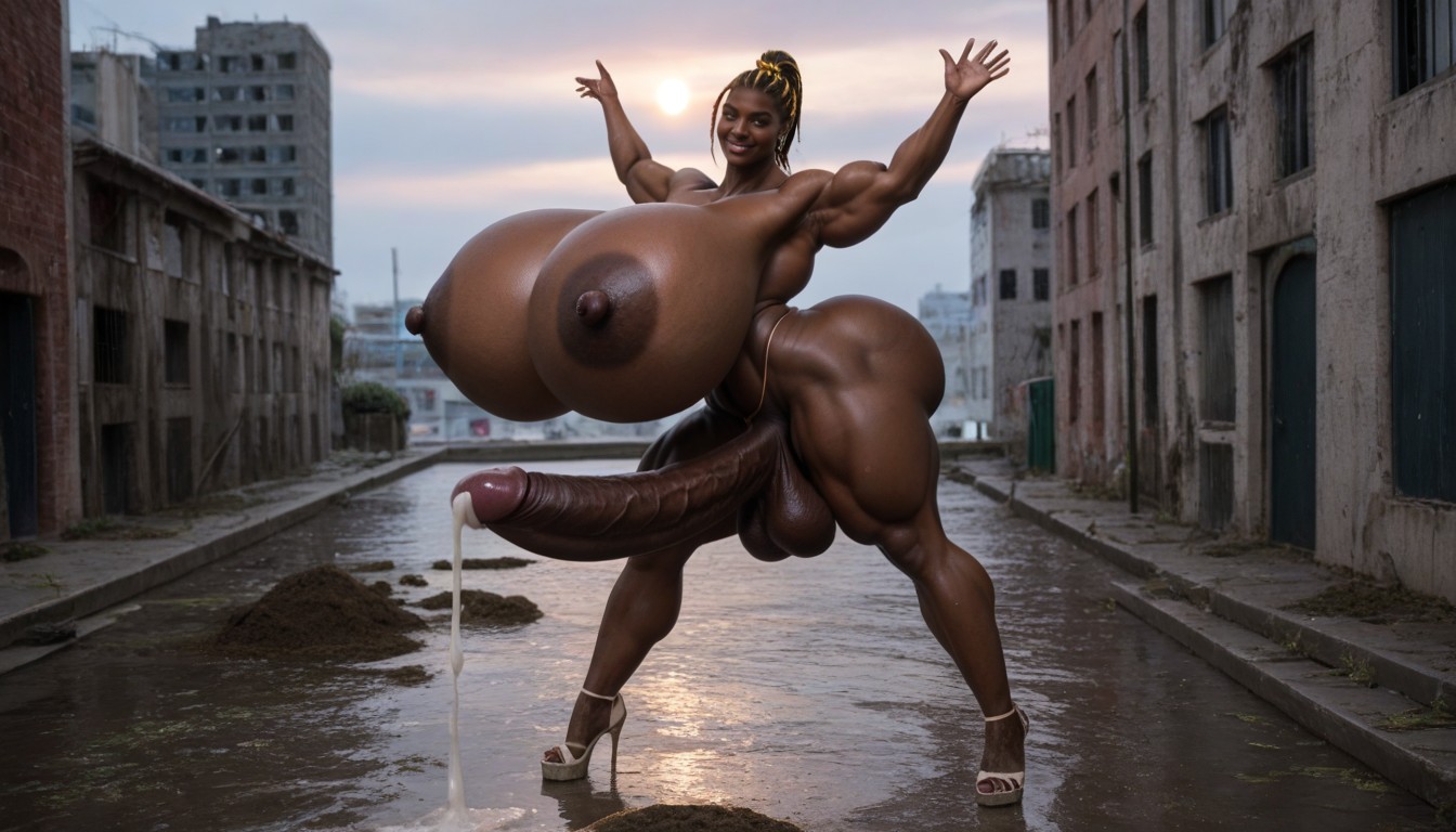 Gigantic Cock, Extremely Large Ass, Full Body Shemale AI Porn