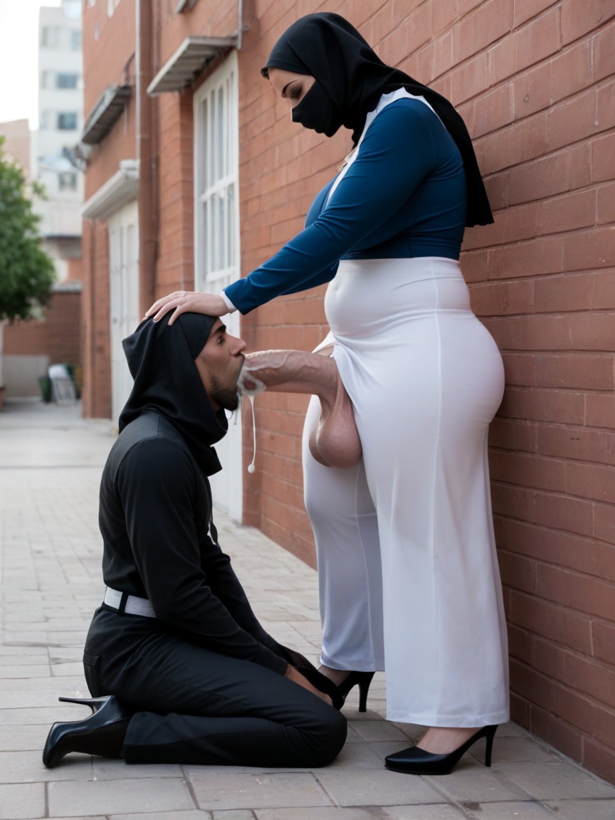 Make Up, Futanari Abaya, Futa Having A Blowjob Shemale AI Porn