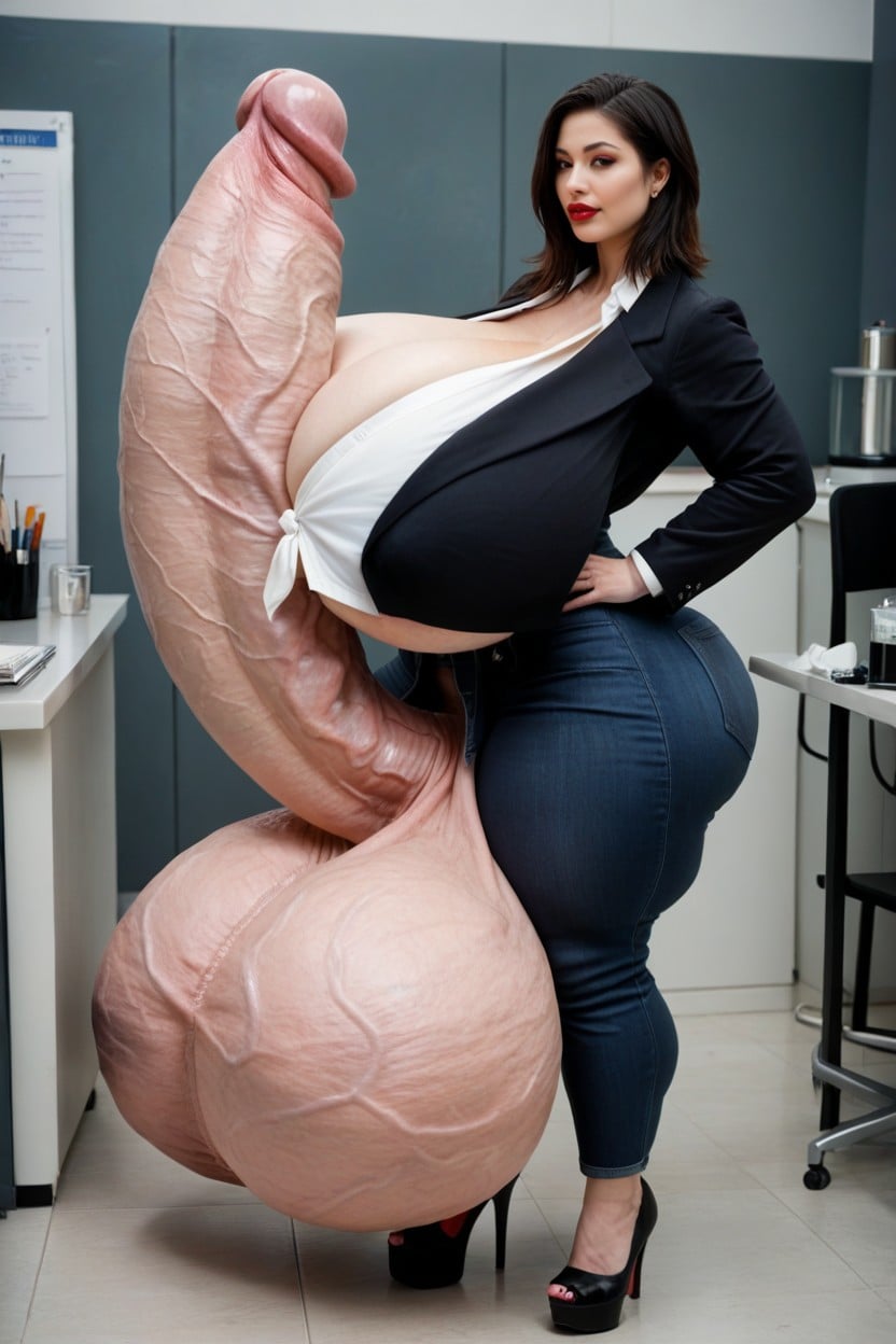 Underboob, Huge Veins On Penis, Impossibly Gigantic Girthy Penis ニューハーフAIポルノ