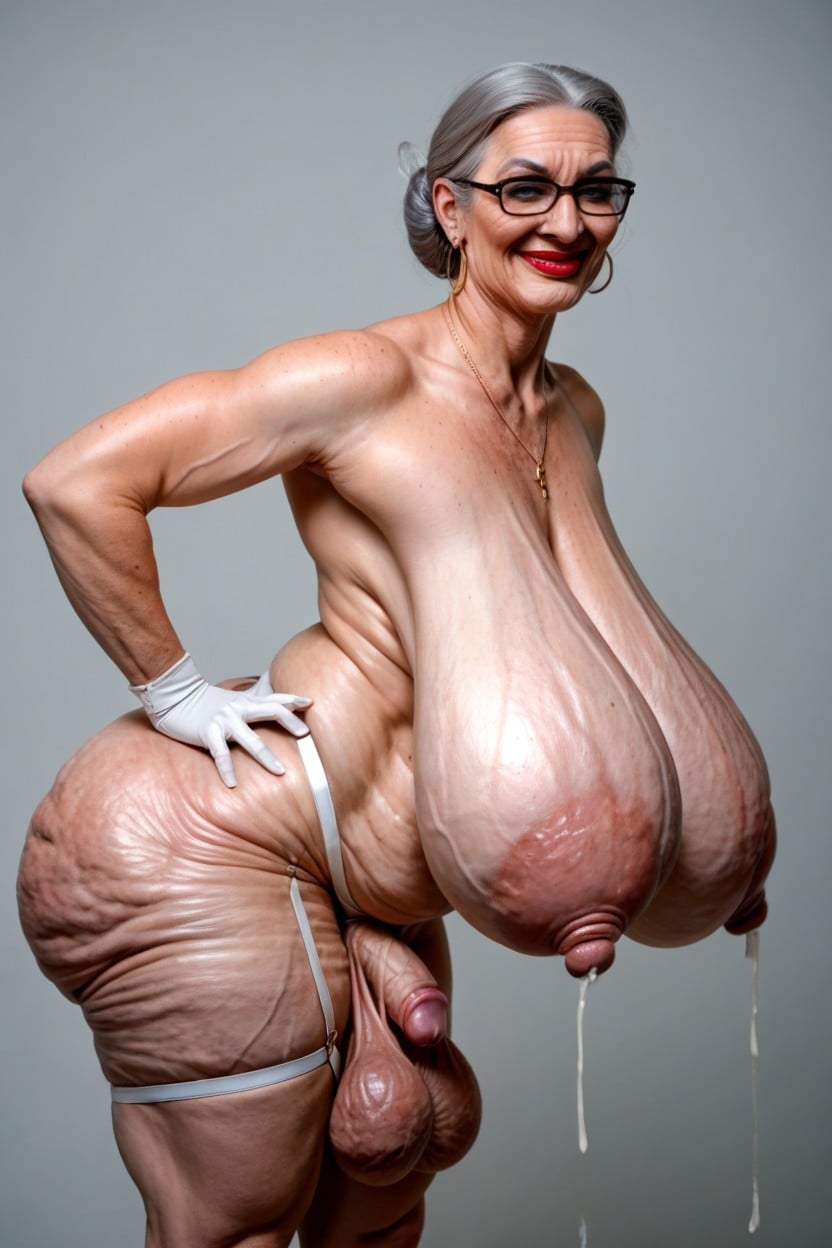Saggy Ass, Thick Lumpy Breast Milk, Hyper Long Cock Shemale AI Porn