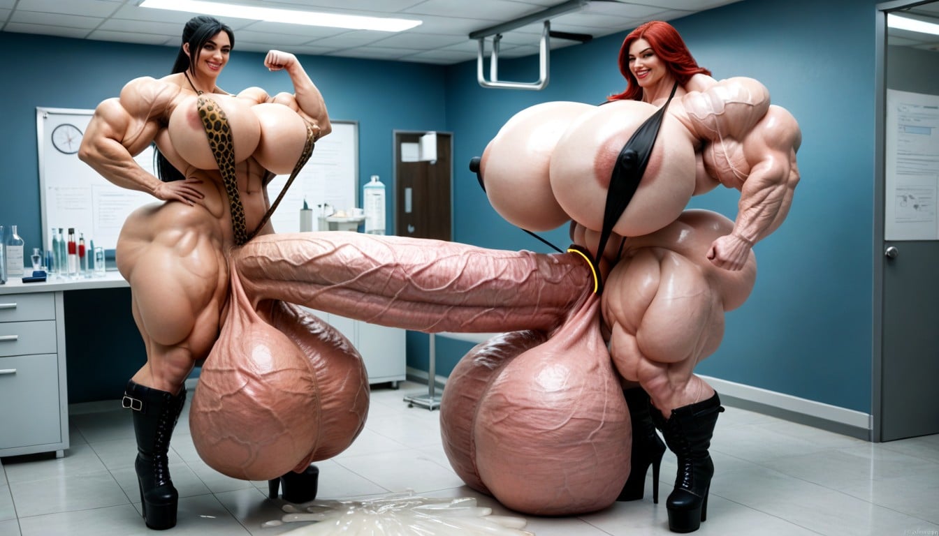 Hyper Huge Muscles, Anneau Pénien, Bikini Imprimé Léopard Porno IA transsexuelle