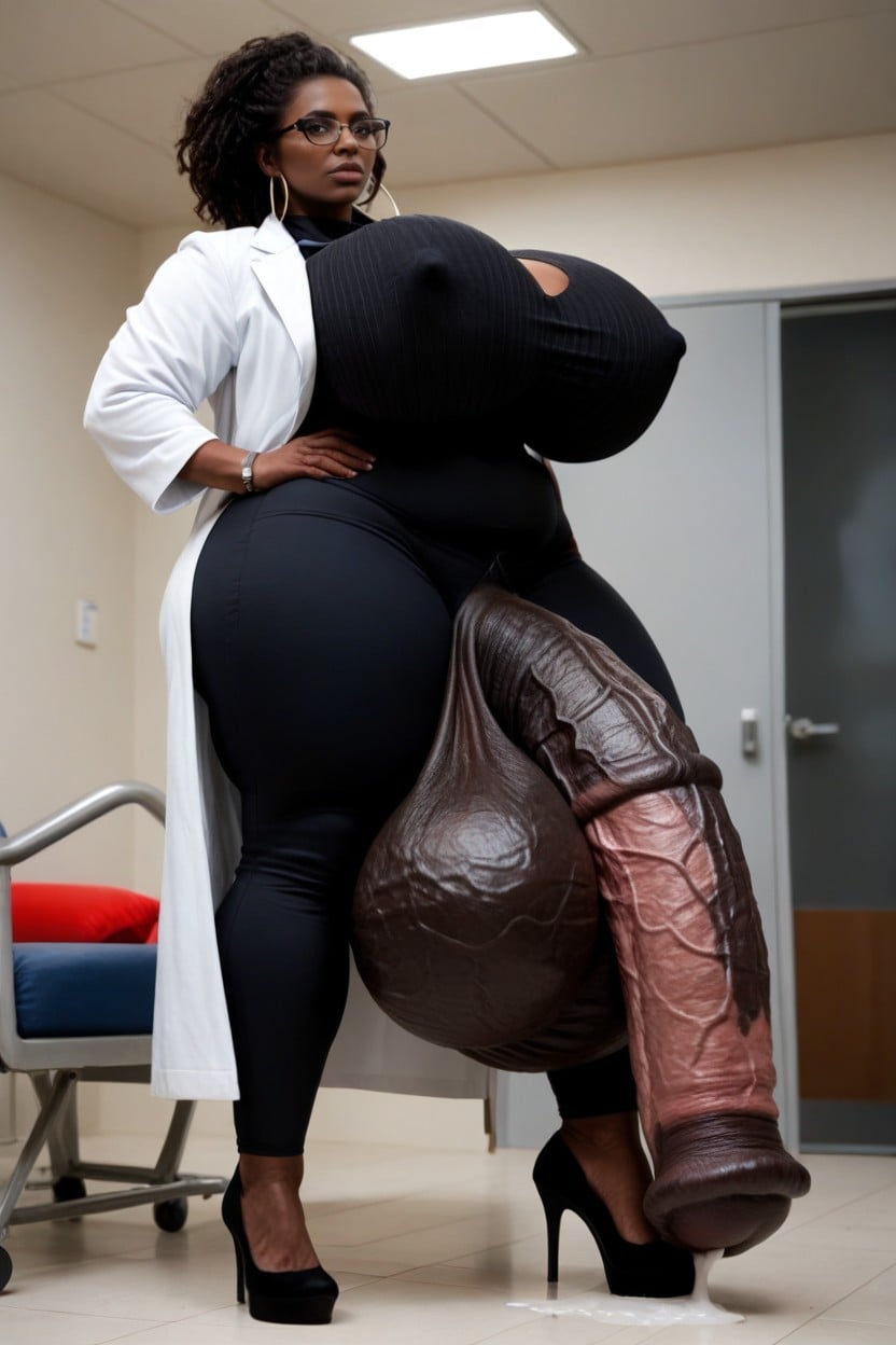 Bubble Butt, Hyper Gigantic Veiny Balls, Lab Coat Shemale AI Porn