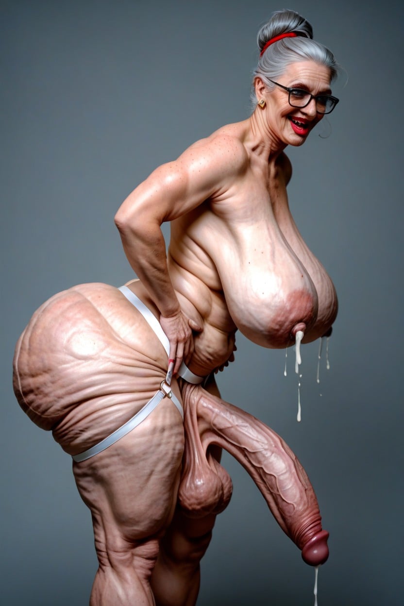 Extremely Low Hanging Balls, Ultra Detailed, Huge Cumshot Shemale AI Porn