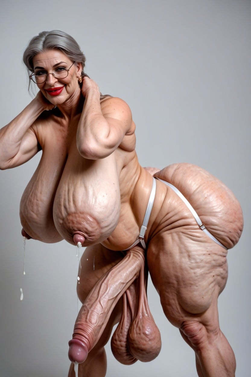 Wrinkles On Ass, Veiny Forearms, Red Lipstick Shemale AI Porn