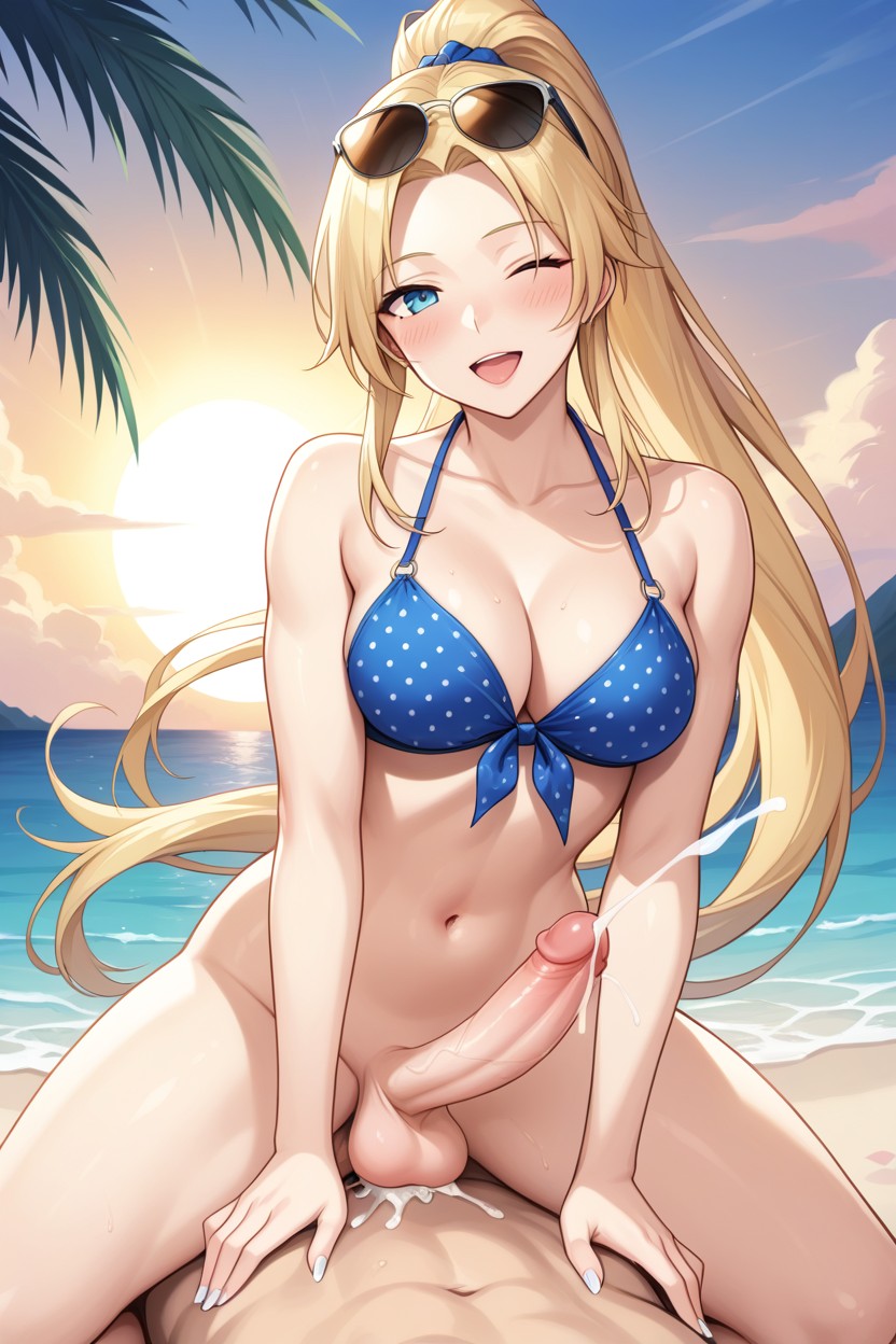 Small Breasts, Beach, Sunset Shemale AI Porn
