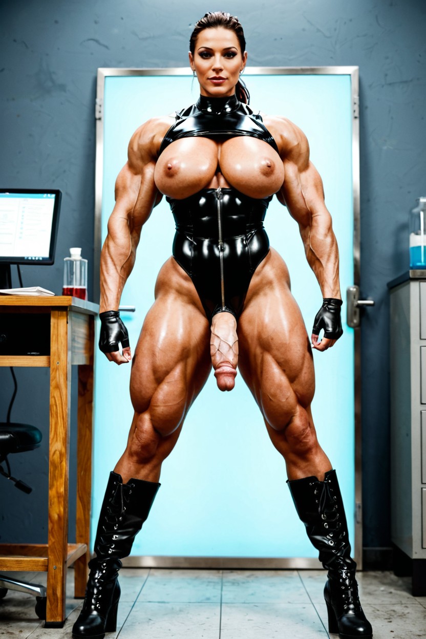 Shiny, Fully Erect, Realistic Cock Size Shemale AI Porn